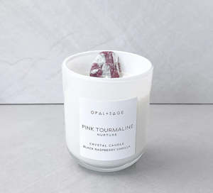 Jewellery 1: OPAL + SAGE - PINK TOURMALINE CRYSTAL CANDLE