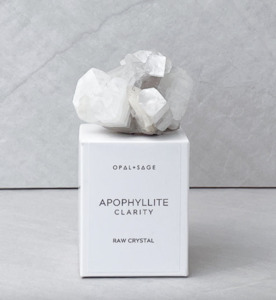 Jewellery 1: OPAL + SAGE - APOPHYLLITE BOXED CRYSTAL - CLARITY