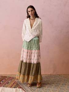 Boteh: BOTEH - LUCENT TIERED MAXI SKIRT - PREORDER