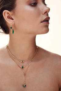 TIGER FRAME - TEARDROP TASSEL PULL THROUGH EARRINGS - GREEN ONYX