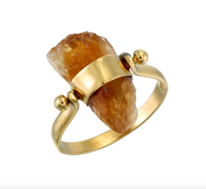 TIGER FRAME - ROUGH GEM SWIVEL RING - CITRINE - GOLD
