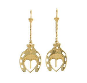 Jewellery 1: TIGER FRAME - EARRINGS - LUCKY LOVE PULL THROUGH - GOLD