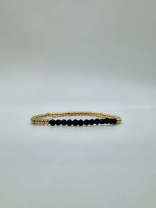 Dane Jewellery: DANE JEWELLERY - ONYX BAR BEAD BRACELET - GOLD