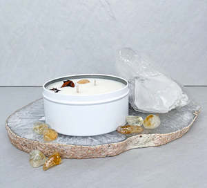 Jewellery 1: OPAL + SAGE - CITRINE CRYSTAL CANDLE - MEDIUM TRAVEL TIN