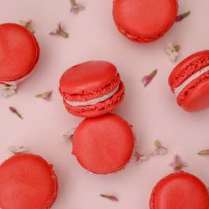 Raspberry Macarons 12 with Ray White Box