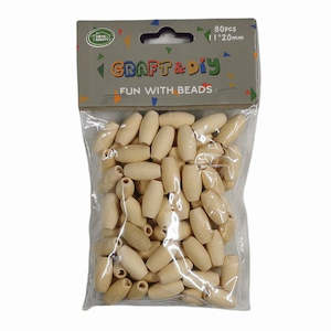 Beads 1: Natural unfinished Barrel Beads 80pcs