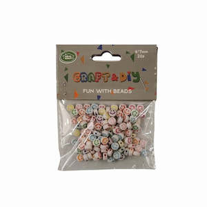 White Smiley Face Round Beads