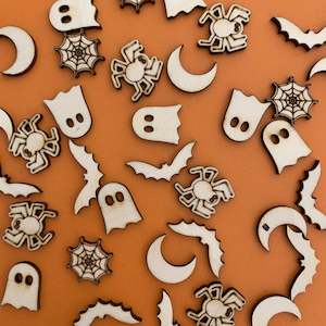 Bulk Craft Supplies: Mini Halloween Wooden Shapes 25pcs