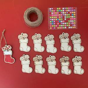 Set of 10 Santa Stocking Christmas Decoration