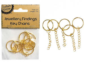 Jewellery Supplies 1: Gold keychain with chain 6 pack