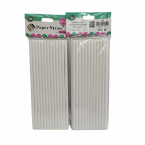 White Paper Party Straws 25pc