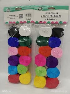 Multicoloured Crepe Paper Streamers 12pk