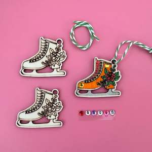 Ice Skate with Flowers Charm