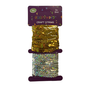 Christmas 2: Gold and Silver Glitter Sequin Craft String 3m