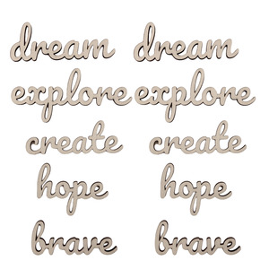 17cm Inspirational Words Wood Set of 10