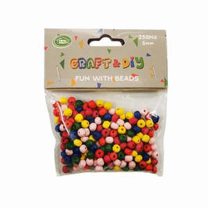 All Craft Supplies 1: 6mm wood colourful beads