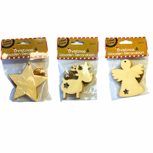 Christmas Hanging Decoration - Star, Angel, Reindeer - 8cm
