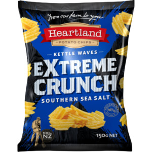 Meat Specials: Heartland Extreme Crunch Southern Sea Salt Kettle Chips 150g