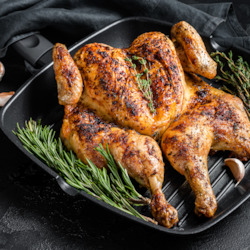Chicken: Free range butterfly chicken (various flavours available)