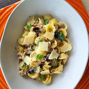Recipes: Orecchiette in a creamy Toulouse sausage and wild mushrooms sauce