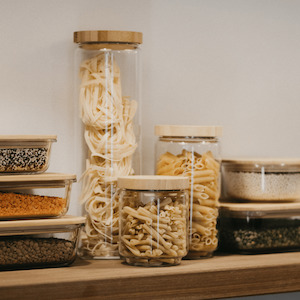 Seed Sprout: Glass & Bamboo Lennox Pantry Jars - Set of Three