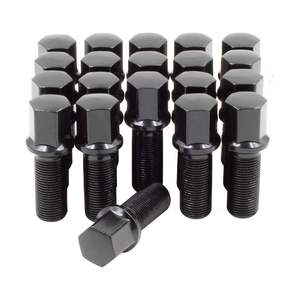 10PCS Mercedes C Class AMG W201 W203 Extended Wheel Bolts - M12X1.5 R12 Ball Seat Black