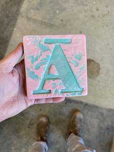 Art: Letter A with tohutō ceramic tile