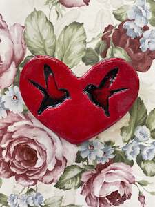 Flat Hearts: Red Double Bird Heart