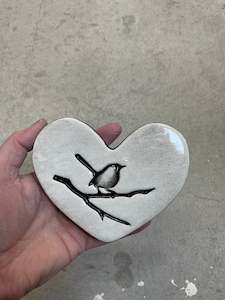 Flat Hearts: White Bird on a Branch Heart