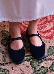 Mary Janes: Mary Jane Velvet Slippers | Navy