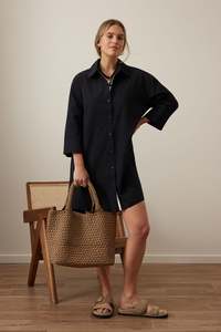 Dresses: Anna Shirt Dress – Black