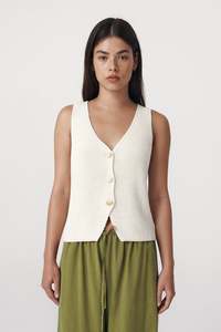Rio Knit Vest – Bone
