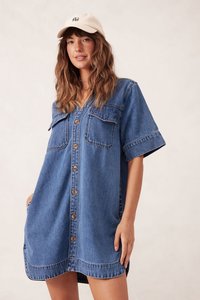 Sammy Relaxed Shirt Dress – Fresh Indigo Denim (last size)