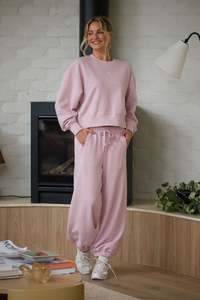 Barrel Leg Trackpant – Blush