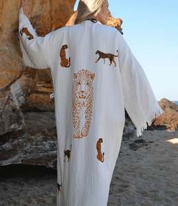 Lounge And Sleepwear: Cheetah Print Kaftan Robe