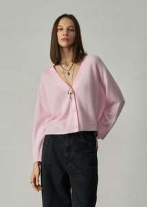 N.2275 Cashmere Featherweight Cardi – Pearl Pink