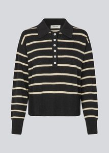 Malva MD Stripe Polo – Black & Sand Stripe (last size)