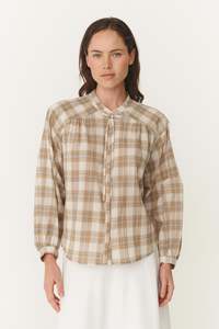 Cora Long Sleeve Blouse – Fawn Plaid