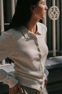 Fashion Womens: Celia Merino Knit Cardigan – Oat Marle