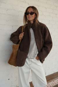 Fashion Womens: Teddy Jacket  – Chocolate