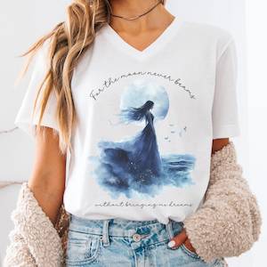 For The Moon Never Beams Without Giving Me Dreams Edgar Allan Poe V-Neck Tee