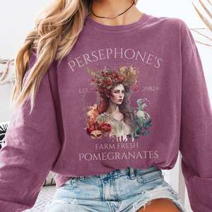 Best Sellers: Persephone's Farm Fresh Pomegranates Long Sleeve T-Shirt