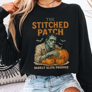 Frankenstein's The Stitched Patch: Barely Alive Produce Long Sleeve Shirt