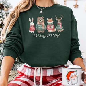 All Is Cozy, All Is Bright — Woodland Christmas Sweatshirt