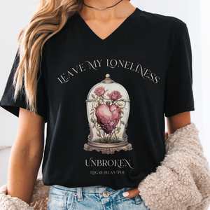 Edgar Allan Poe Shirt Edgar Allan Poe Sweatshirt Poe Clothing: Leave My Loneliness Unbroken V-Neck Tee – Poe Gothic Romance Tee