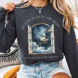 Book Shirts Tshirts For Book Lovers Literary Tshirts: Second Star to the Right Peter Pan Sweatshirt