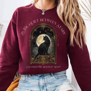 In the Quiet Between Stars Moonlit Cat Sweatshirt