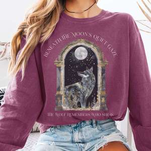 Beneath The Moon The Wolf Remembers Who She Is Long Sleeve Tee