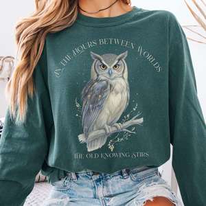 The Old Knowing Stirs Mystical Owl Long Sleeve Tee