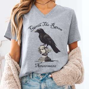 Edgar Allan Poe Shirt Edgar Allan Poe Sweatshirt Poe Clothing: Quoth the Raven Nevermore Edgar Allan Poe V-neck